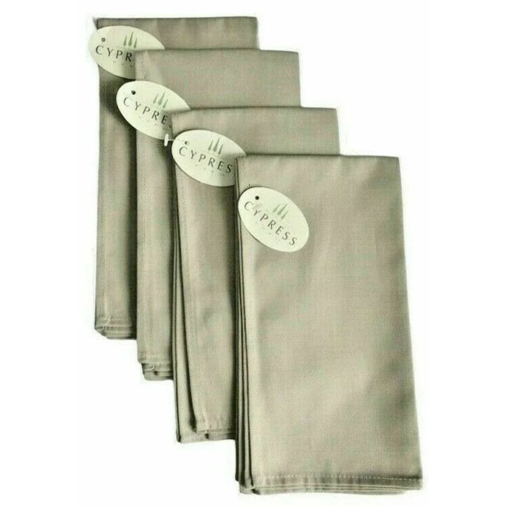 Cypress Home Fabric Napkins Taupe Beige Easy Care 100% Cotton 19x19